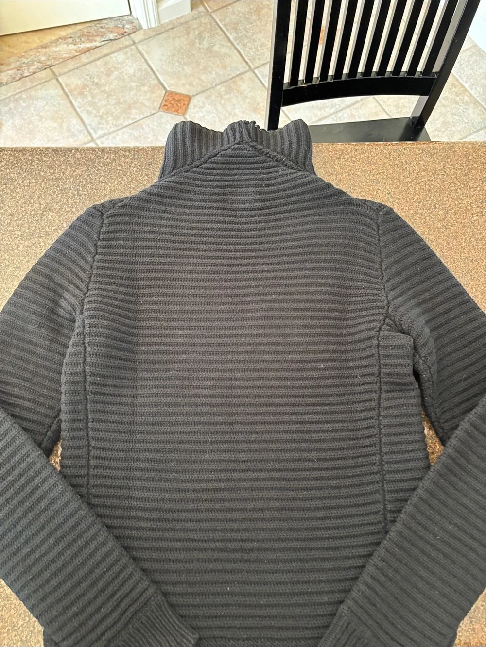 Acne Studios Ladies Ribbed Black 100% Wool Turtleneck Sweater-XS